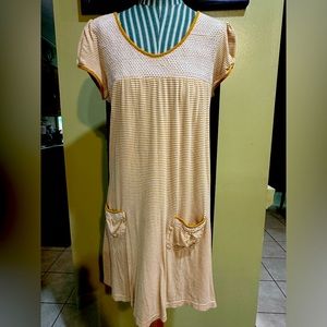 Vintage Billabong mini t-shirt dress mustard/white striped M. GUC